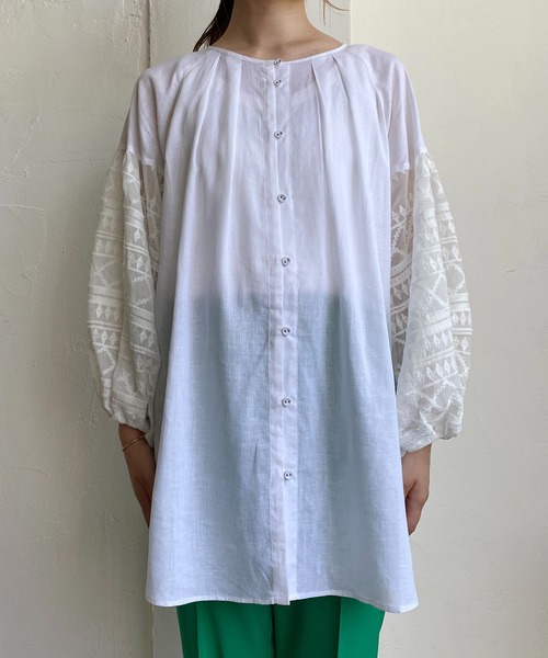 CAPRICIEUX LE'MAGE（カプリシューレマージュ）の「袖レースブラウス（シャツ/ブラウス・レディース・ホワイト/ブラック/オレンジ・FREE）」の6枚目の写真