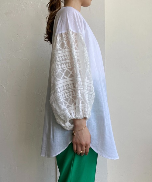 CAPRICIEUX LE'MAGE（カプリシューレマージュ）の「袖レースブラウス（シャツ/ブラウス・レディース・ホワイト/ブラック/オレンジ・FREE）」の7枚目の写真