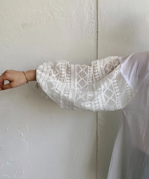 CAPRICIEUX LE'MAGE（カプリシューレマージュ）の「袖レースブラウス（シャツ/ブラウス・レディース・ホワイト/ブラック/オレンジ・FREE）」の11枚目の写真