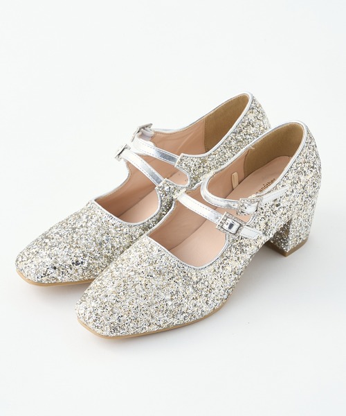 one after another NICE CLAUP(ワンアフターアナザーナイスクラップ)の「ビジューダブルストラップパンプス(パンプス・レディース・ブラック/シルバー/アイボリー・S/M/L)」の3枚目の写真