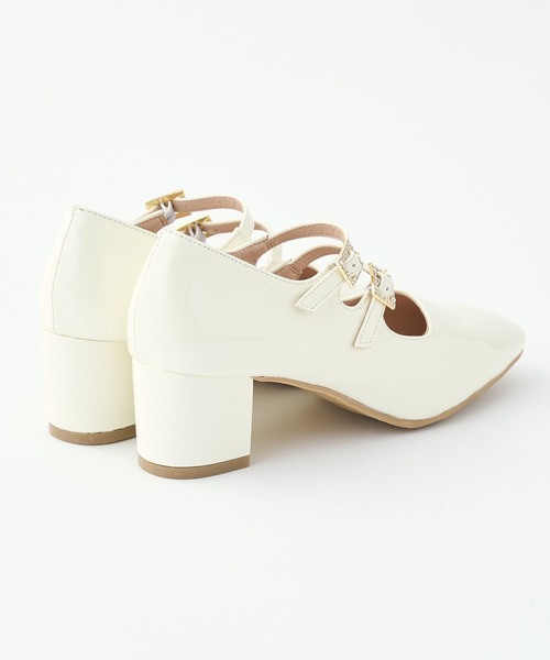 one after another NICE CLAUP(ワンアフターアナザーナイスクラップ)の「ビジューダブルストラップパンプス(パンプス・レディース・ブラック/シルバー/アイボリー・S/M/L)」の11枚目の写真