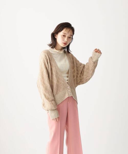 CITEN(シテン)の「<CITEN(シテン)> ダブルクロシェ ルーズ カーディガン(カーディガン/ボレロ・レディース・ブラック/ナチュラル・FREE)」の1枚目の写真