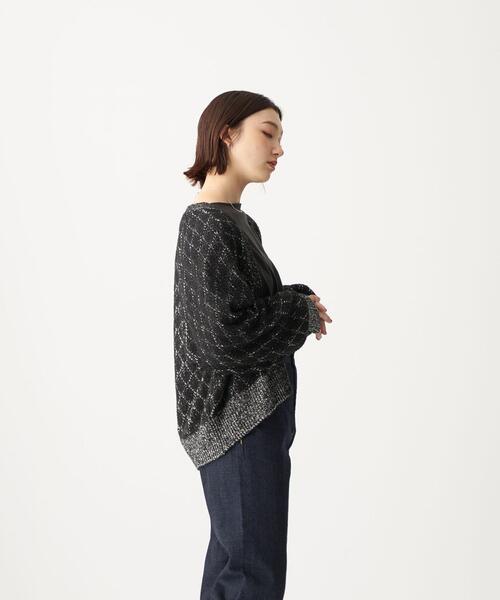 CITEN(シテン)の「<CITEN(シテン)> ダブルクロシェ ルーズ カーディガン(カーディガン/ボレロ・レディース・ブラック/ナチュラル・FREE)」の2枚目の写真