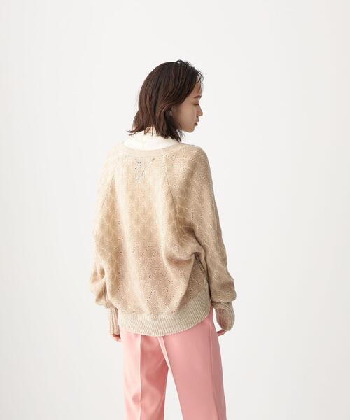 CITEN(シテン)の「<CITEN(シテン)> ダブルクロシェ ルーズ カーディガン(カーディガン/ボレロ・レディース・ブラック/ナチュラル・FREE)」の5枚目の写真