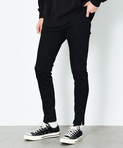 EDWIN（エドウィン）の「EDWIN エドウィン EDWIN BLACK ストレッチ スキニー デニム パンツ ブラック/クラッシュ/ブラックユーズド（デニムパンツ・メンズ・ブラック/ブラック系その他/ライトブラック・SMALL/MEDIUM/LARGE/X-LARGE）」の2枚目の写真