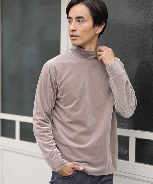 UNION STATION（ユニオンステーション）の「ベロアストライプカットソー（Tシャツ/カットソー・メンズ・ホワイト/ベージュ/ブラウン・S/M/L）」の3枚目の写真