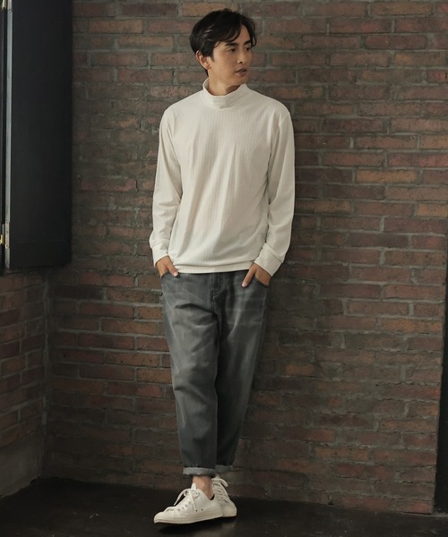 UNION STATION（ユニオンステーション）の「ベロアストライプカットソー（Tシャツ/カットソー・メンズ・ホワイト/ベージュ/ブラウン・S/M/L）」の4枚目の写真