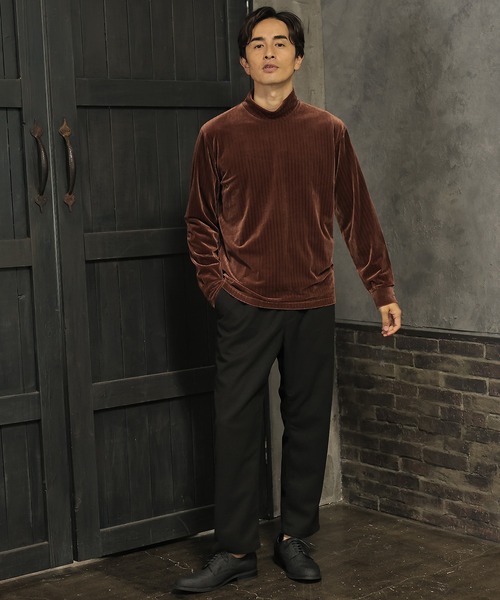 UNION STATION（ユニオンステーション）の「ベロアストライプカットソー（Tシャツ/カットソー・メンズ・ホワイト/ベージュ/ブラウン・S/M/L）」の5枚目の写真