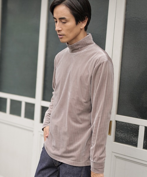 UNION STATION（ユニオンステーション）の「ベロアストライプカットソー（Tシャツ/カットソー・メンズ・ホワイト/ベージュ/ブラウン・S/M/L）」の7枚目の写真