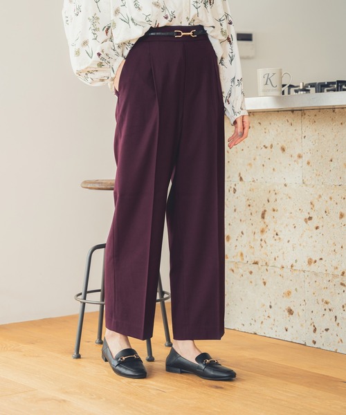 GLOBAL WORK（グローバルワーク）の「ウツクシルエットストレートパンツ/951505（スラックス・レディース・ブラック/ダークブラウン/グレー/グリーン/アイボリー/モカ・SMALL/MEDIUM/LARGE/X-SMALL）」の4枚目の写真