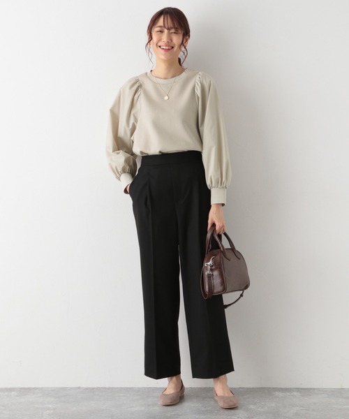 GLOBAL WORK（グローバルワーク）の「ウツクシルエットストレートパンツ/951505（スラックス・レディース・ブラック/ダークブラウン/グレー/グリーン/アイボリー/モカ・SMALL/MEDIUM/LARGE/X-SMALL）」の8枚目の写真