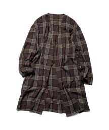 SOLOTEX CHECK NO COLLAR GOWN SHIRT