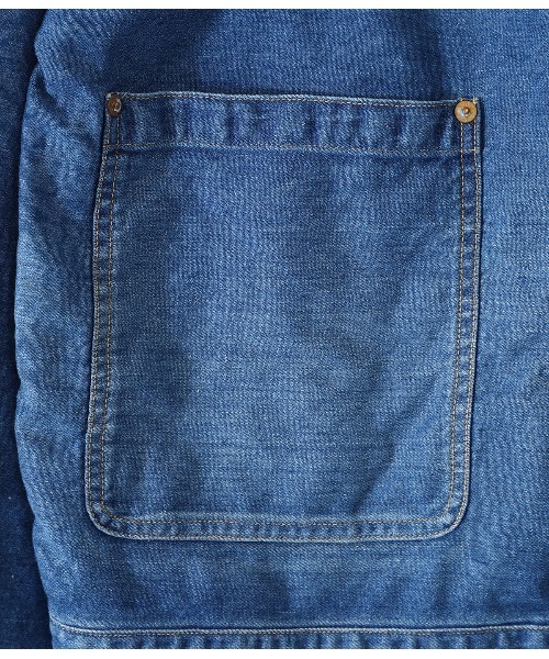 GOLD（ゴールド）の「GOLD / ゴールド：10oz. COTTON / LINEN DENIM PLEATED BLOUSE MIDDLE WASH：21B-GL14918[MUS]（デニムジャケット・メンズ・ネイビー/ブラック・MEDIUM/LARGE）」の11枚目の写真