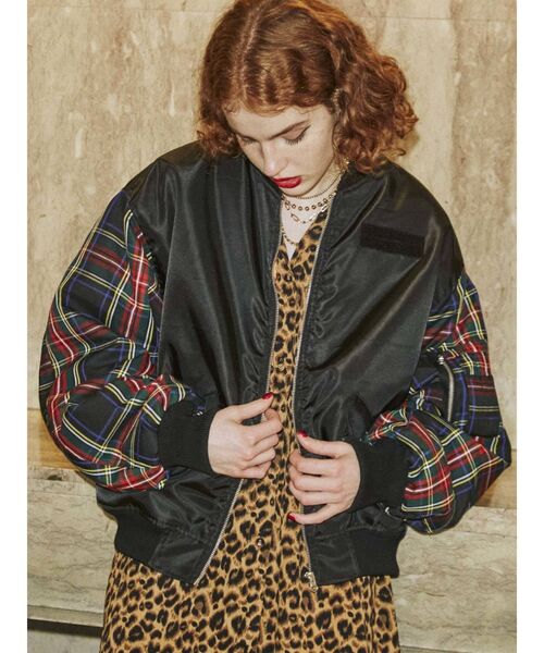 jouetie（ジュエティ）の「【復刻】チェックスリーブMA-1（MA-1・レディース・ブラック/カーキ・MEDIUM）」の13枚目の写真