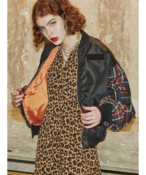 jouetie（ジュエティ）の「【復刻】チェックスリーブMA-1（MA-1・レディース・ブラック/カーキ・MEDIUM）」の6枚目の写真