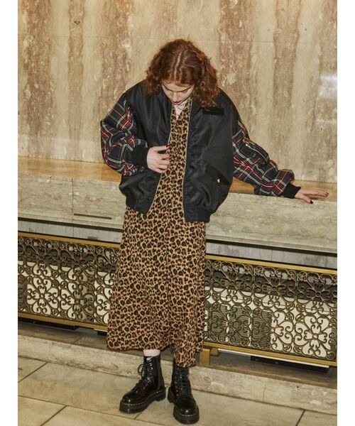 jouetie（ジュエティ）の「【復刻】チェックスリーブMA-1（MA-1・レディース・ブラック/カーキ・MEDIUM）」の4枚目の写真