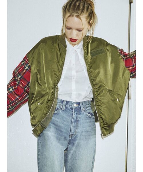 jouetie（ジュエティ）の「【復刻】チェックスリーブMA-1（MA-1・レディース・ブラック/カーキ・MEDIUM）」の10枚目の写真