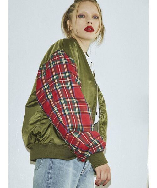 jouetie（ジュエティ）の「【復刻】チェックスリーブMA-1（MA-1・レディース・ブラック/カーキ・MEDIUM）」の7枚目の写真