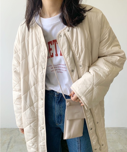 LIAN（リアン）の「リバーシブルキルティングロングコート（ノーカラーコート・レディース・アイボリー/ブラック/モカ/カーキ・FREE）」の22枚目の写真