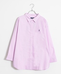 【EASTBOY/イーストボーイ】WEB限定 ワンポイント ロゴ 刺繍 ビックシルエット コットン 長袖 ボタンダウン オックス シャツ