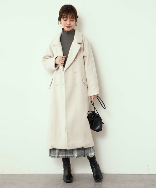 natural couture（ナチュラルクチュール）の「パール釦ロングチェスターコート（チェスターコート・レディース・アイボリー/ブラウン/ミント/ネイビー/ボルドー/チェック・FREE）」の7枚目の写真
