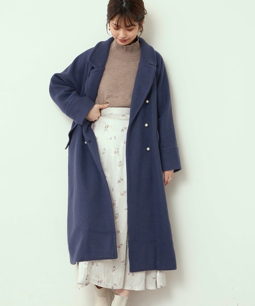 natural couture（ナチュラルクチュール）の「パール釦ロングチェスターコート（チェスターコート・レディース・アイボリー/ブラウン/ミント/ネイビー/ボルドー/チェック・FREE）」の20枚目の写真