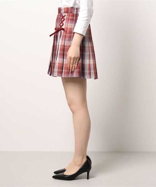 Secret Honey（シークレットハニー）の「ダブルレースアッププリーツスカート（スカート・レディース・ピンク/ブルー/ブラウン系その他/ブルー系その他/レッド・MEDIUM）」の14枚目の写真