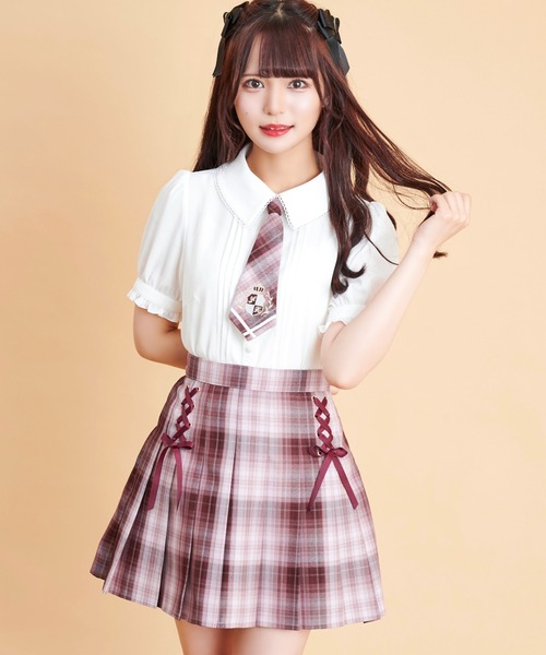 Secret Honey（シークレットハニー）の「ダブルレースアッププリーツスカート（スカート・レディース・ピンク/ブルー/ブラウン系その他/ブルー系その他/レッド・MEDIUM）」の11枚目の写真