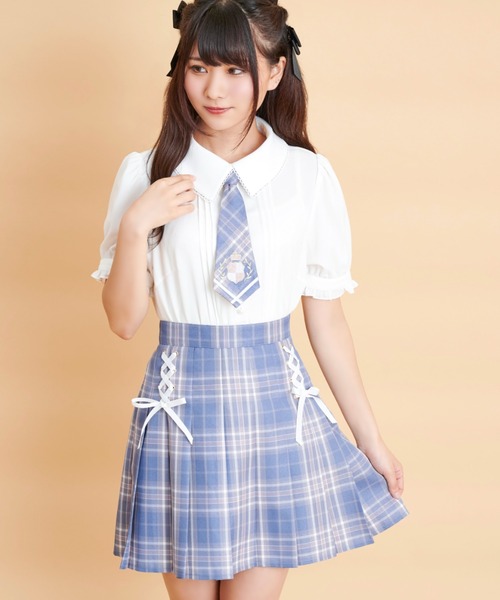 Secret Honey（シークレットハニー）の「ダブルレースアッププリーツスカート（スカート・レディース・ピンク/ブルー/ブラウン系その他/ブルー系その他/レッド・MEDIUM）」の6枚目の写真