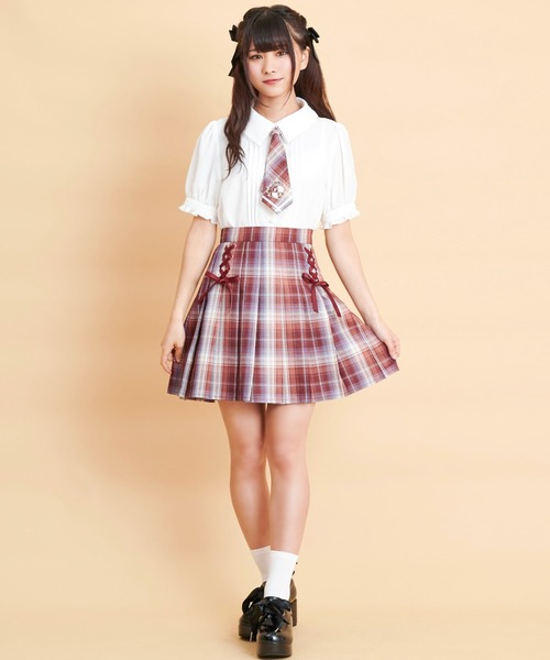 Secret Honey（シークレットハニー）の「ダブルレースアッププリーツスカート（スカート・レディース・ピンク/ブルー/ブラウン系その他/ブルー系その他/レッド・MEDIUM）」の17枚目の写真
