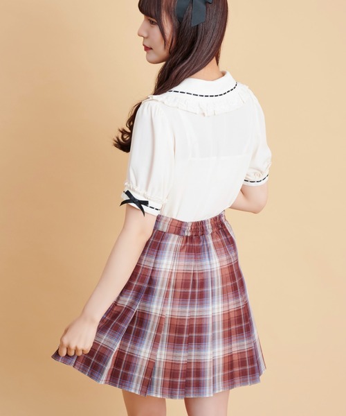 Secret Honey（シークレットハニー）の「ダブルレースアッププリーツスカート（スカート・レディース・ピンク/ブルー/ブラウン系その他/ブルー系その他/レッド・MEDIUM）」の15枚目の写真