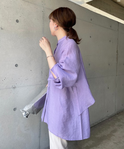 DouDou(ドゥドゥ)の「バックフリルブラウス(シャツ/ブラウス・レディース・オフホワイト/ブラック/パープル・FREE)」の3枚目の写真