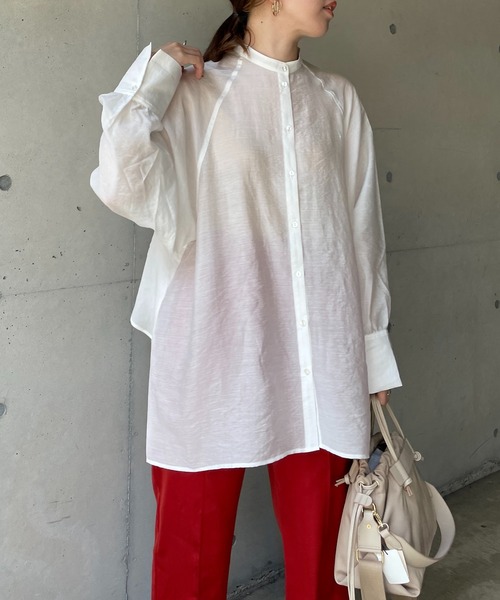 DouDou(ドゥドゥ)の「バックフリルブラウス(シャツ/ブラウス・レディース・オフホワイト/ブラック/パープル・FREE)」の7枚目の写真