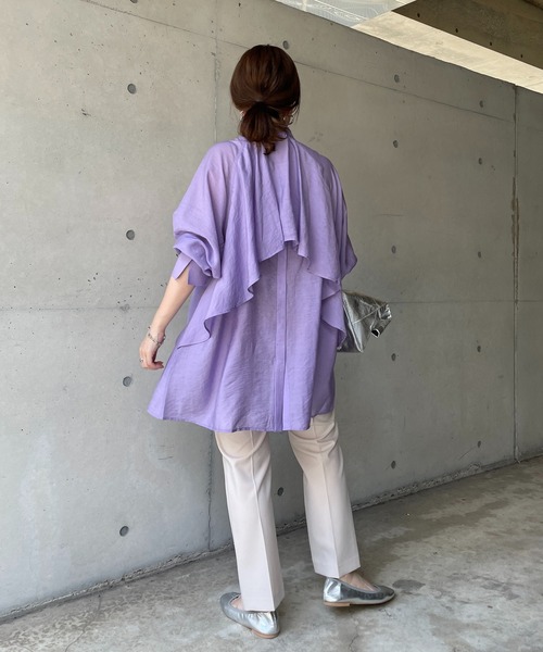 DouDou(ドゥドゥ)の「バックフリルブラウス(シャツ/ブラウス・レディース・オフホワイト/ブラック/パープル・FREE)」の11枚目の写真