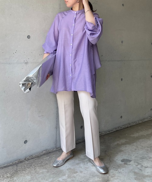 DouDou(ドゥドゥ)の「バックフリルブラウス(シャツ/ブラウス・レディース・オフホワイト/ブラック/パープル・FREE)」の5枚目の写真