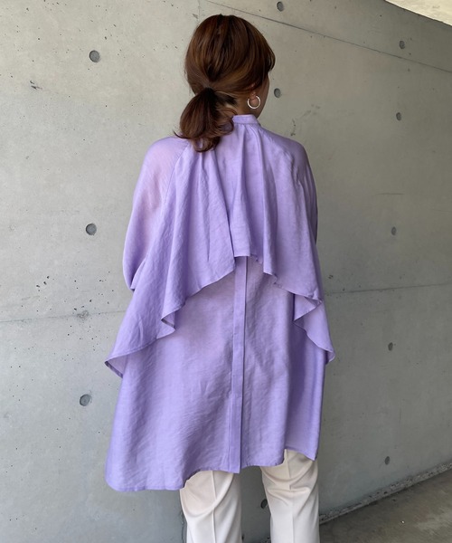 DouDou(ドゥドゥ)の「バックフリルブラウス(シャツ/ブラウス・レディース・オフホワイト/ブラック/パープル・FREE)」の18枚目の写真