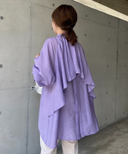 DouDou(ドゥドゥ)の「バックフリルブラウス(シャツ/ブラウス・レディース・オフホワイト/ブラック/パープル・FREE)」の12枚目の写真