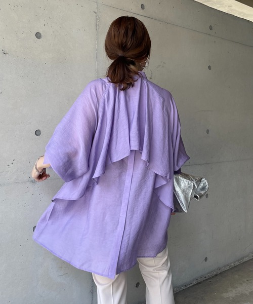 DouDou(ドゥドゥ)の「バックフリルブラウス(シャツ/ブラウス・レディース・オフホワイト/ブラック/パープル・FREE)」の15枚目の写真