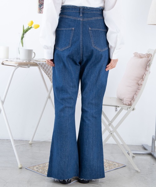 WEGO（ウィゴー）の「WEGO/デニムスリットフレアパンツ（デニムパンツ・レディース・ベージュ/インディゴブルー/ブラック系その他・MEDIUM/SMALL）」の9枚目の写真