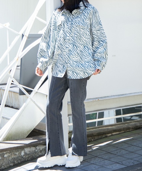 WEGO（ウィゴー）の「WEGO/デニムスリットフレアパンツ（デニムパンツ・レディース・ベージュ/インディゴブルー/ブラック系その他・MEDIUM/SMALL）」の10枚目の写真