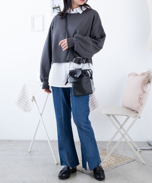 WEGO（ウィゴー）の「WEGO/デニムスリットフレアパンツ（デニムパンツ・レディース・ベージュ/インディゴブルー/ブラック系その他・MEDIUM/SMALL）」の8枚目の写真