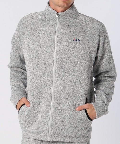 FILA(フィラ)の「【FILA / フィラ】ニットフリース裏起毛ジャケット(ブルゾン・メンズ・杢グレー/ブラック・MEDIUM/LARGE/X-LARGE)」の2枚目の写真