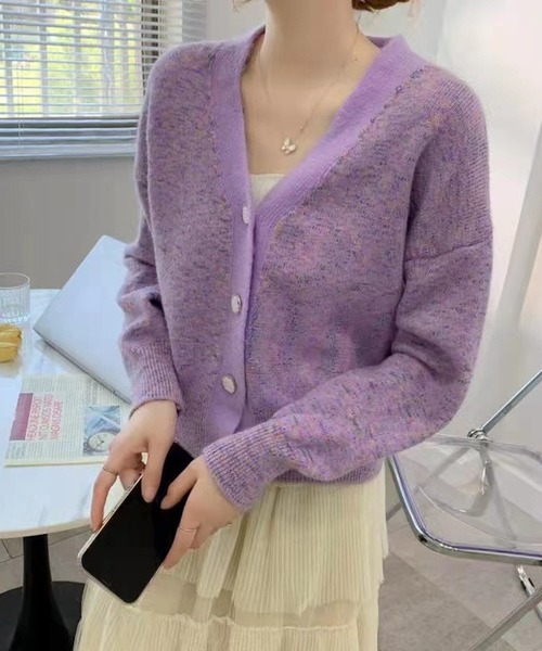 Jewelobe(ジュエローブ)の「マルチカラーニットカーディガン(カーディガン/ボレロ・レディース・ベージュ/ブラック/アイボリー/パープル・FREE)」の4枚目の写真