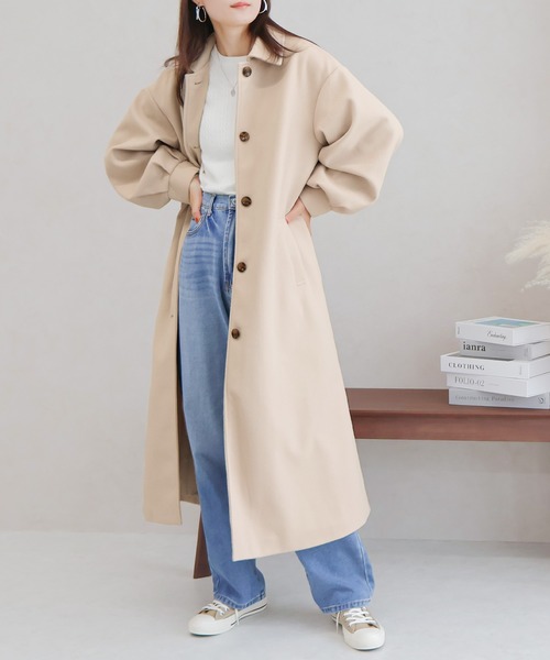 セール】ステンカラータックロングコート（ステンカラーコート