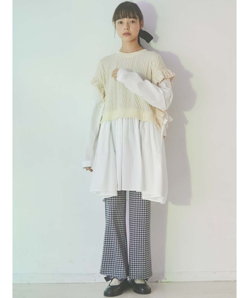 merry jenny（メリージェニー）の「【旧品番】チェックカットパンツ（その他パンツ・レディース・ブラック/ベージュ/ネイビー/グレー・FREE）」の5枚目の写真