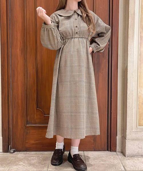 セール】丸襟チェックワンピ【ZOZOTOWN限定アイテム】（ワンピース
