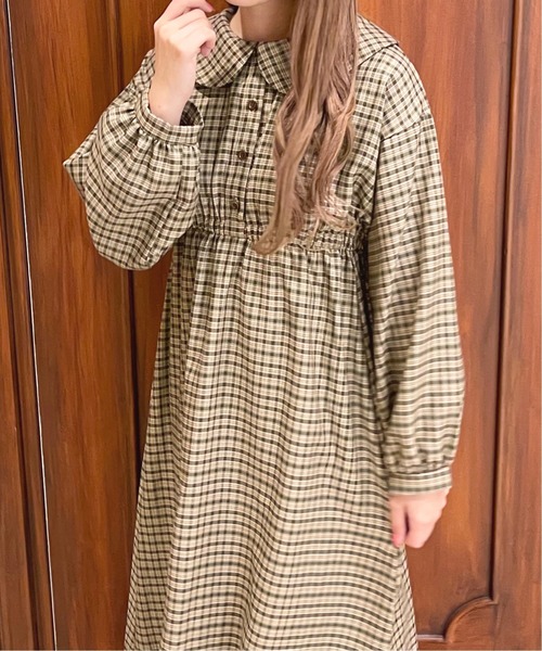 apres jour(アプレジュール)の「丸襟チェックワンピ【ZOZOTOWN限定アイテム】(ワンピース・レディース・ベージュ/ブルー系その他/カーキ・SMALL/X-LARGE/MEDIUM)」の15枚目の写真