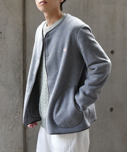 DANTON（ダントン）の「DANTON: フリース ノーカラー カーディガン