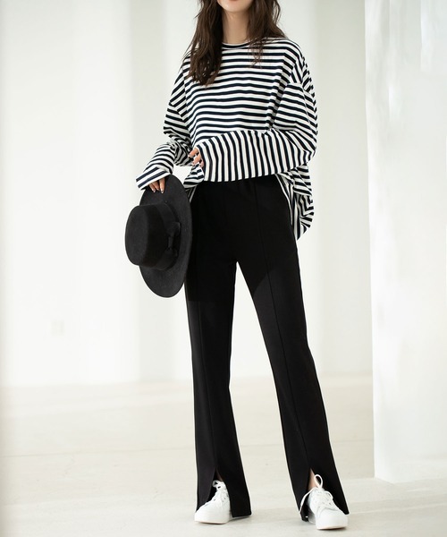 SAISON DE PAPILLON(セゾンドパピヨン)の「センタースリット入りイージーフレアパンツ(その他パンツ・レディース・ブラック/ブラウン・XL/L/S/M)」の10枚目の写真