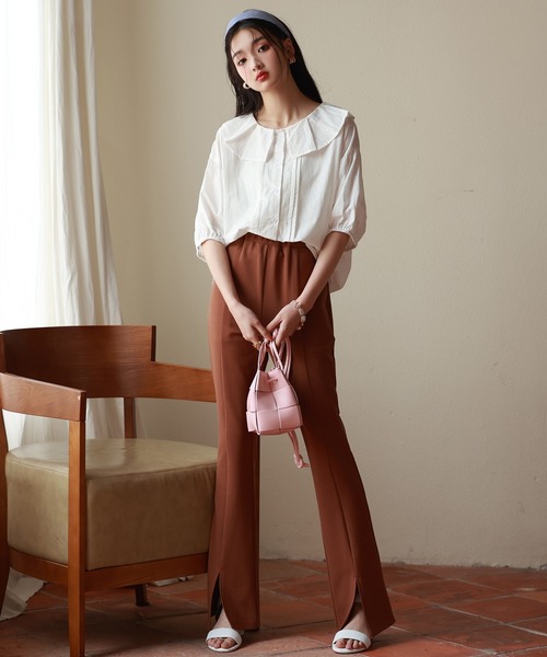 SAISON DE PAPILLON(セゾンドパピヨン)の「センタースリット入りイージーフレアパンツ(その他パンツ・レディース・ブラック/ブラウン・XL/L/S/M)」の19枚目の写真